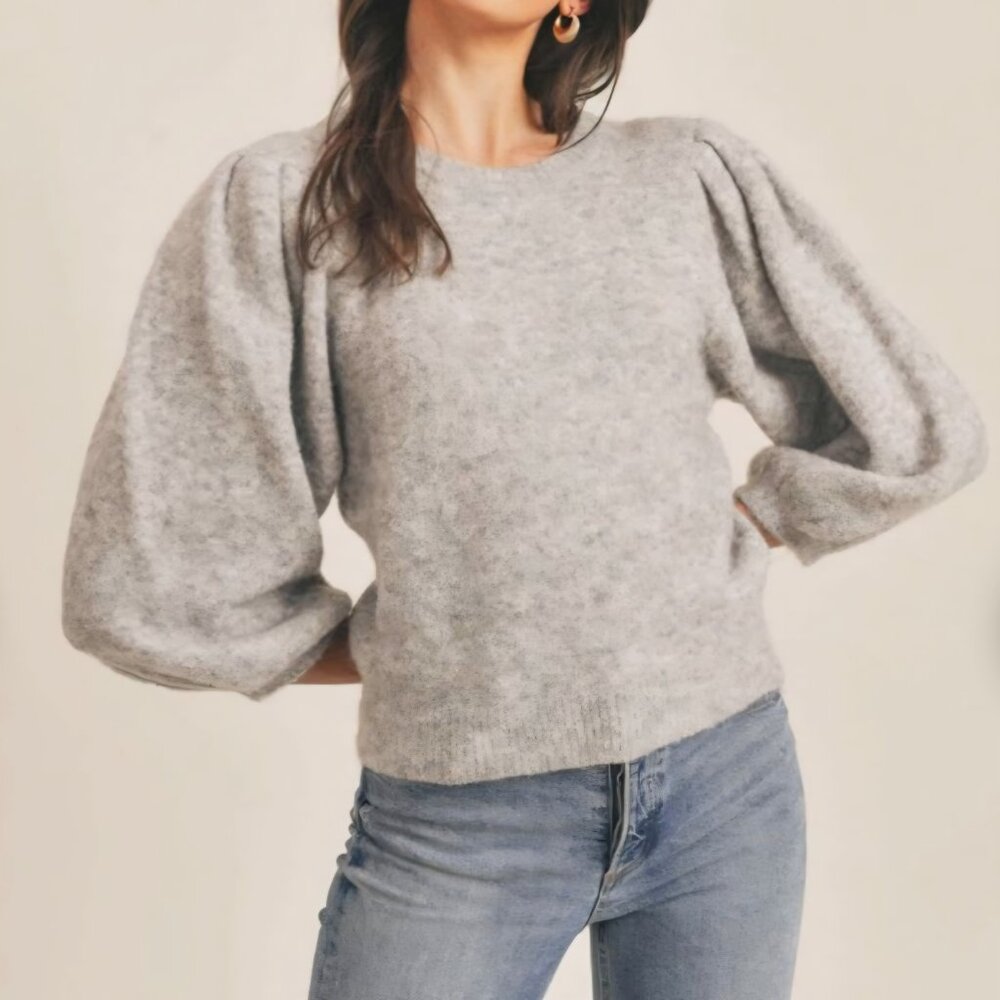 NWT Grade & Gather Sweater Balloon Sleeves | Gray | Medium